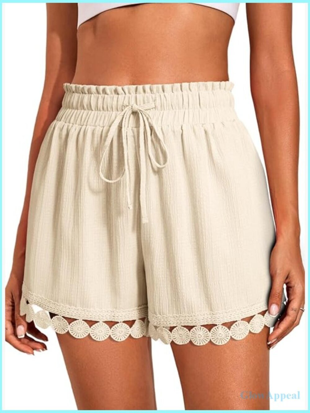 Women's Loose Elastic Waist Drawstring Shorts Boho Beach Cover Up